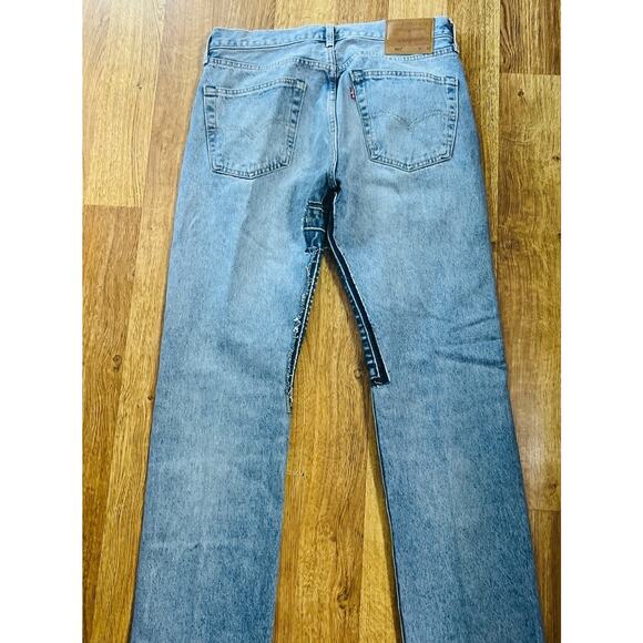 NWOT Levi’s 501 Orig Fit Jeans Distressed Patchwork Streetwear Cotton Blue 32x32 - Picture 7 of 8